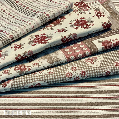 Table cloth and scarf TOSCANA VALERY MULTI STRIPE burgundy