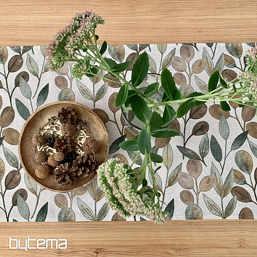 Tablecloth and scarf LISTY HOJAS green