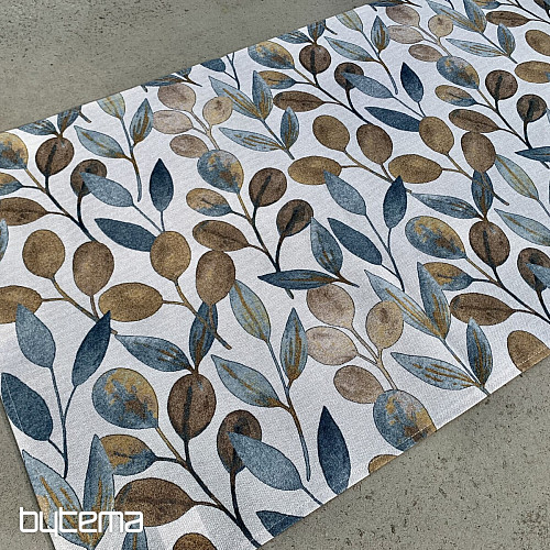 Table cloth and scarf LISTY HOJAS blue