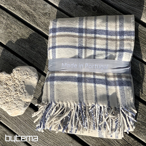 Blanket KÁRO CREAM BLUE