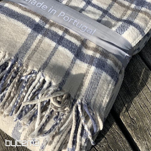 Blanket KÁRO CREAM BLUE
