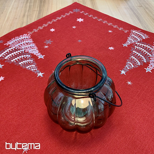 Embroidered Christmas tablecloth and scarves RED TREES