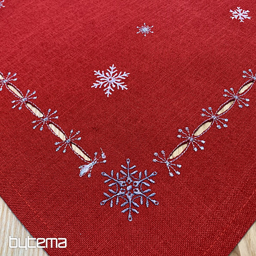 Embroidered Christmas tablecloth and scarves RED TREES