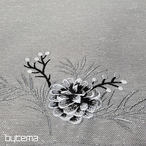 Embroidered Christmas tablecloth and shawls CONES GRAY