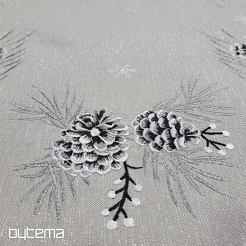 Embroidered Christmas tablecloth and shawls CONES GRAY