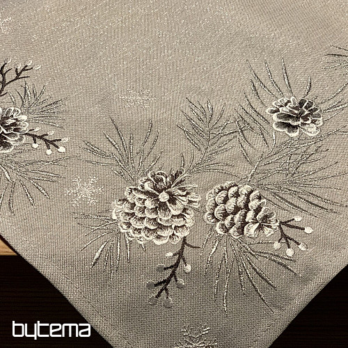 Embroidered Christmas tablecloth and shawls CONES GRAY