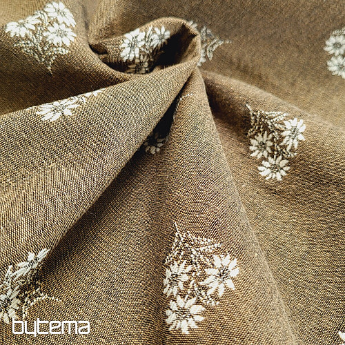 Decorative fabric ALPINE FLOWERS jacquard BROWN
