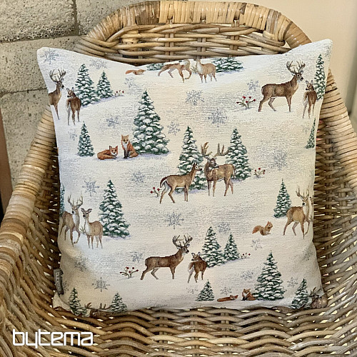 Christmas tapestry cover ANIMALS NEAR THE TREE