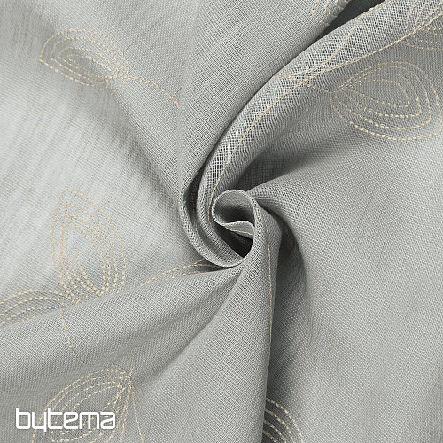 NATURE Gerster curtain EMBROIDERED LEAVES LIGHT GREY