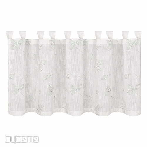 NATURE Gerster ready-made curtain EMBROIDERED LEAVES GREEN