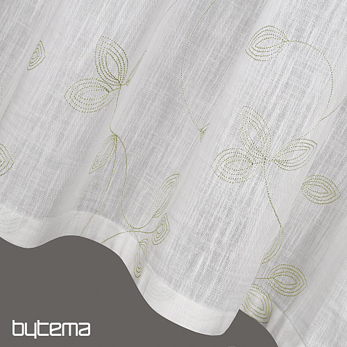 NATURE Gerster ready-made curtain EMBROIDERED LEAVES GREEN