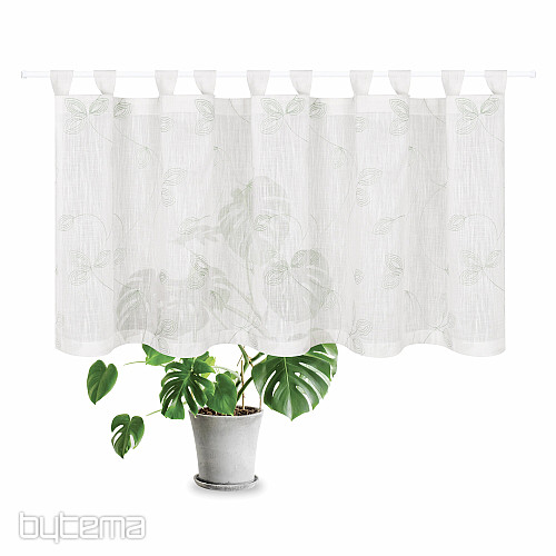 NATURE Gerster ready-made curtain EMBROIDERED LEAVES GREEN