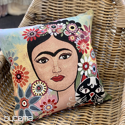 Tapestry cushion cover FRIDA with a cat