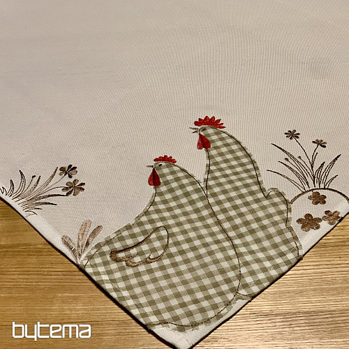 Embroidered tablecloth and scarf SLEPIČKA check