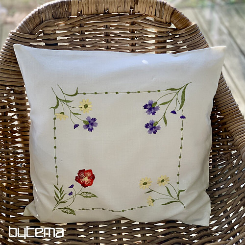 Embroidered cushion cover FLOWERS IN A SQUARE