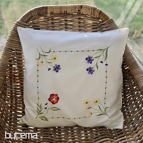 Embroidered cushion cover FLOWERS IN A SQUARE
