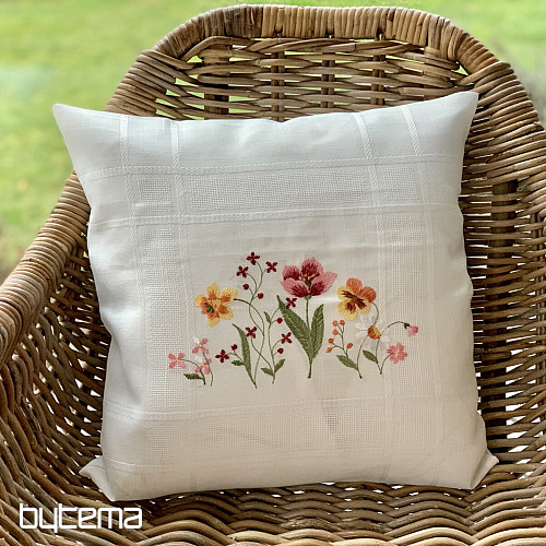 Embroidered cushion cover GARDEN FLOWERS