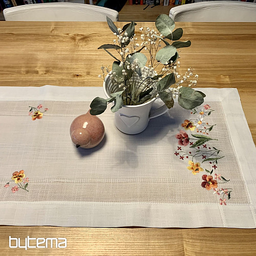 Embroidered tablecloth and shawl GARDEN FLOWERS