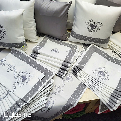 Embroidered cushion cover GRAY HEARD