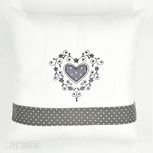 Embroidered cushion cover GRAY HEARD