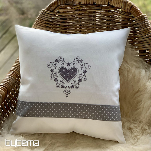 Embroidered cushion cover GRAY HEARD