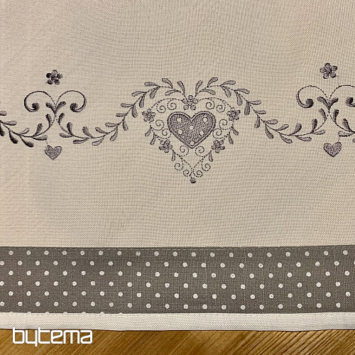 Embroidered tablecloth and scarf GRAY HEART