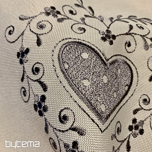 Embroidered tablecloth and scarf GRAY HEART