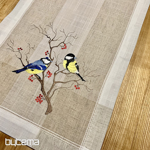 Embroidered tablecloth and scarf TITS
