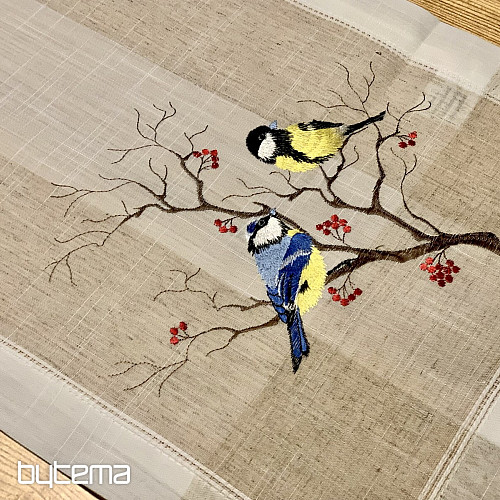 Embroidered tablecloth and scarf TITS