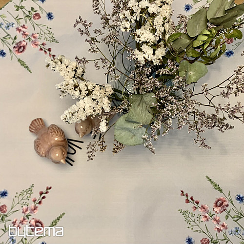 Embroidered tablecloth and shawl MEADOW FLOWERS