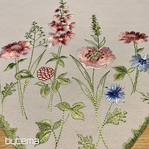 Embroidered tablecloth and shawl MEADOW FLOWERS