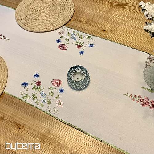Embroidered tablecloth and shawl MEADOW FLOWERS