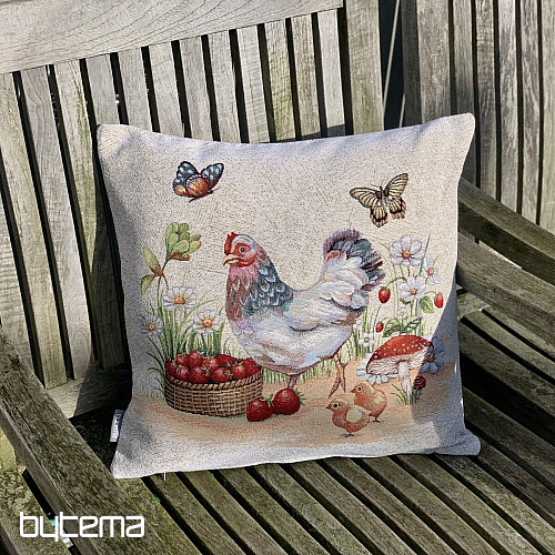 Tapestry pillowcase HEN WITH STRAWBERRIES