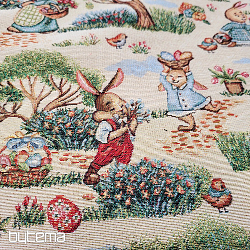 Tapestry fabric BUNIES IN THE PARK