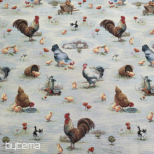 Tapestry tablecloth and scarf BACKYARD HEN