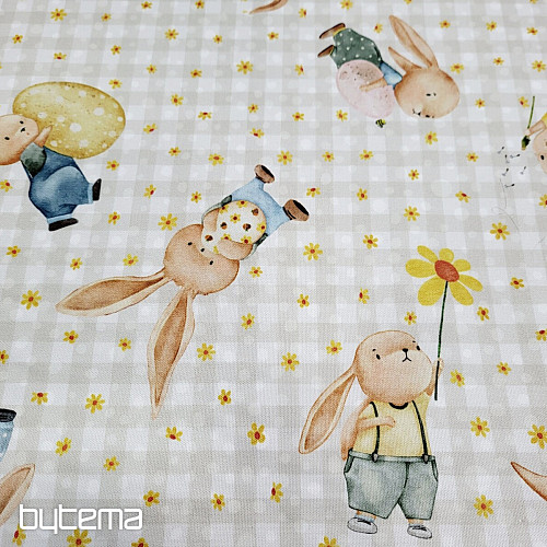 Decorative fabric BUNIES AND FLOWERS
