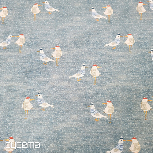 Decorative fabric SEAGULLS turquoise
