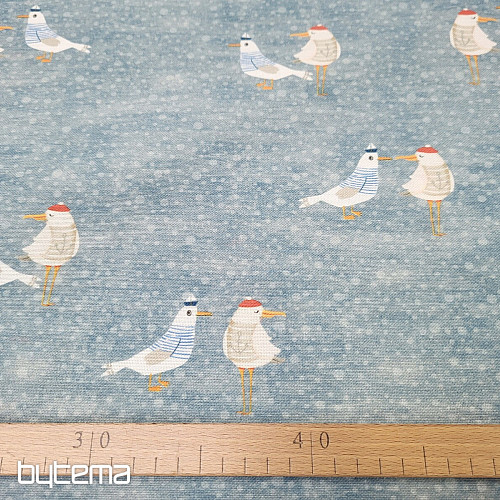 Decorative fabric SEAGULLS turquoise