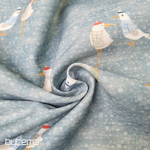 Decorative fabric SEAGULLS turquoise