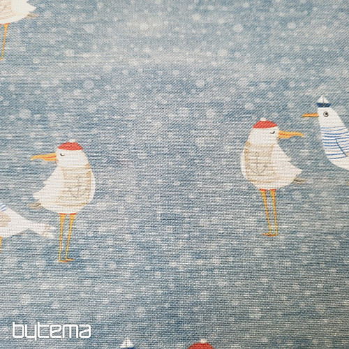 Decorative fabric SEAGULLS turquoise
