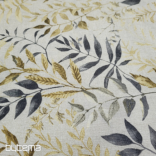 Decorative fabric MARACAIBO leaves gray