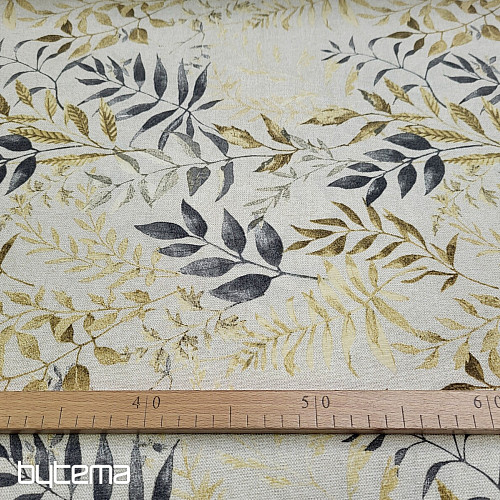 Decorative fabric MARACAIBO leaves gray