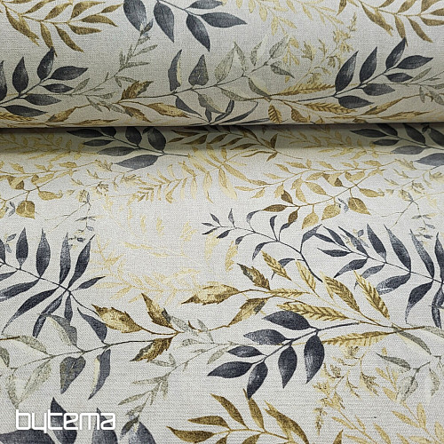Decorative fabric MARACAIBO leaves gray