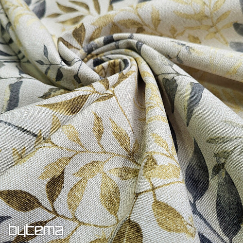 Decorative fabric MARACAIBO leaves gray
