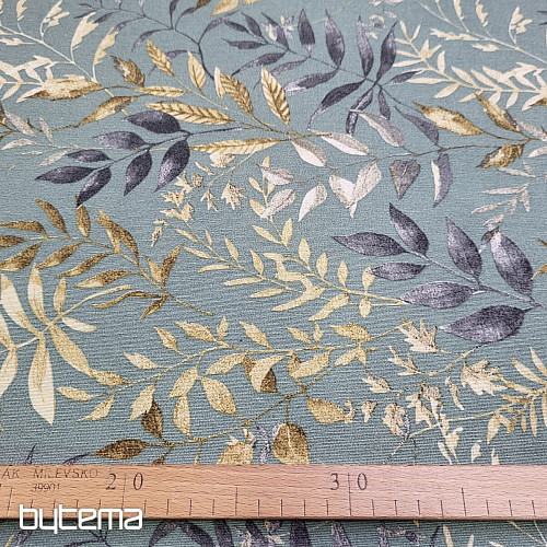Decorative fabric MARACAIBO leaves turquoise