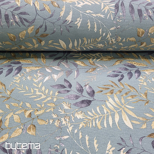 Decorative fabric MARACAIBO leaves turquoise
