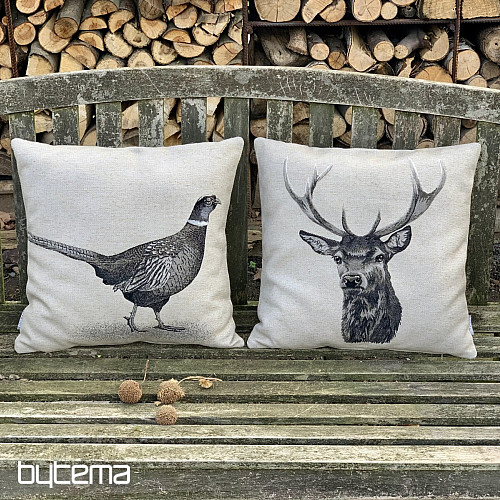 Gobelin cushion cover PHEASANT gray