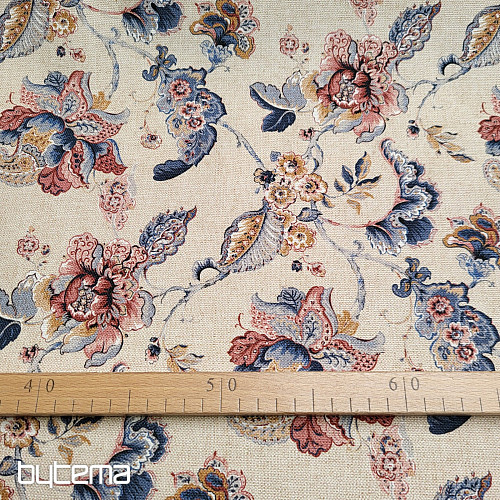 Decorative fabric INDIAN FLOWERS beige