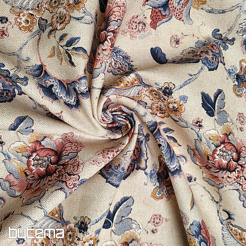 Decorative fabric INDIAN FLOWERS beige