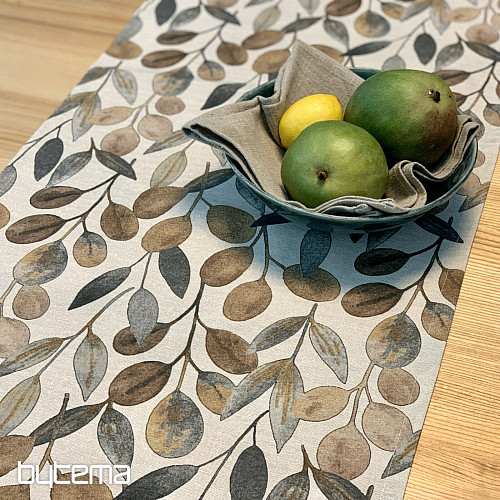 Tablecloth and scarf HOJAS GRAY LEAVES
